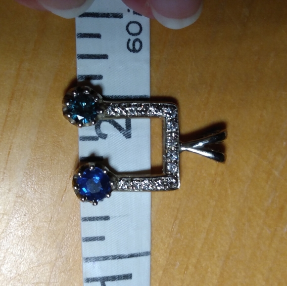 Custom Music Note WG Diamond Sapphire pendant - Picture 7 of 11